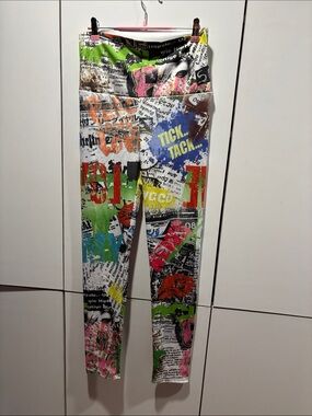 Vibrant Multi-Print Leggings – Graphic Newspaper Pop Art
